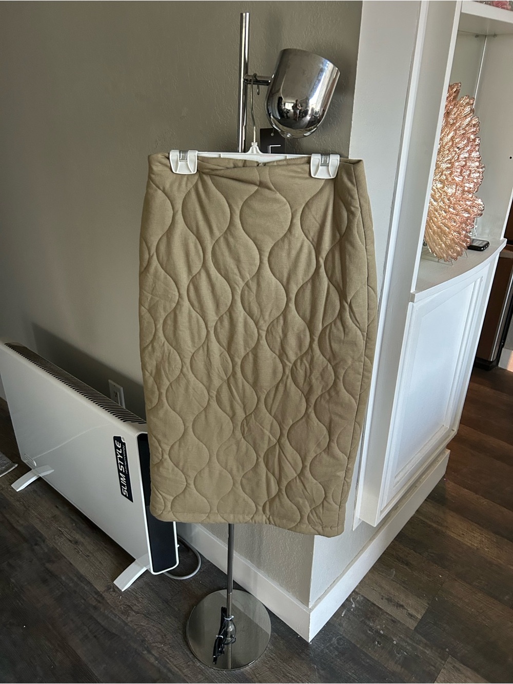 Zara Khaki Quilted Pencil Skirt